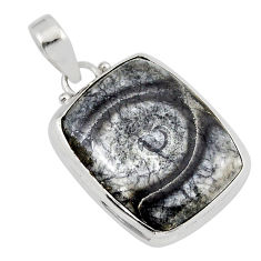 15.02cts natural black colus fossil 925 sterling silver pendant jewelry y52642