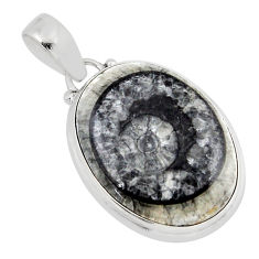 13.15cts natural black colus fossil 925 sterling silver pendant jewelry y52652