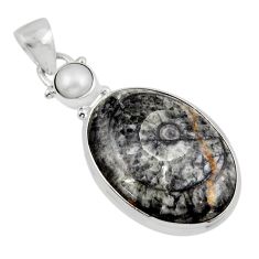 14.47cts natural black colus fossil pearl 925 sterling silver pendant y47542