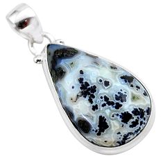 15.65cts natural black feather medicine bow agate 925 silver pendant t38642