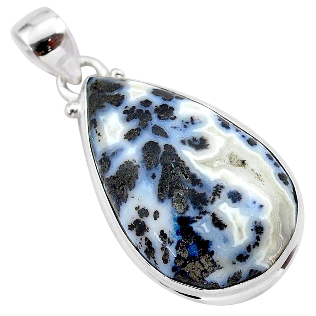 16.70cts natural black feather medicine bow agate 925 silver pendant t38644