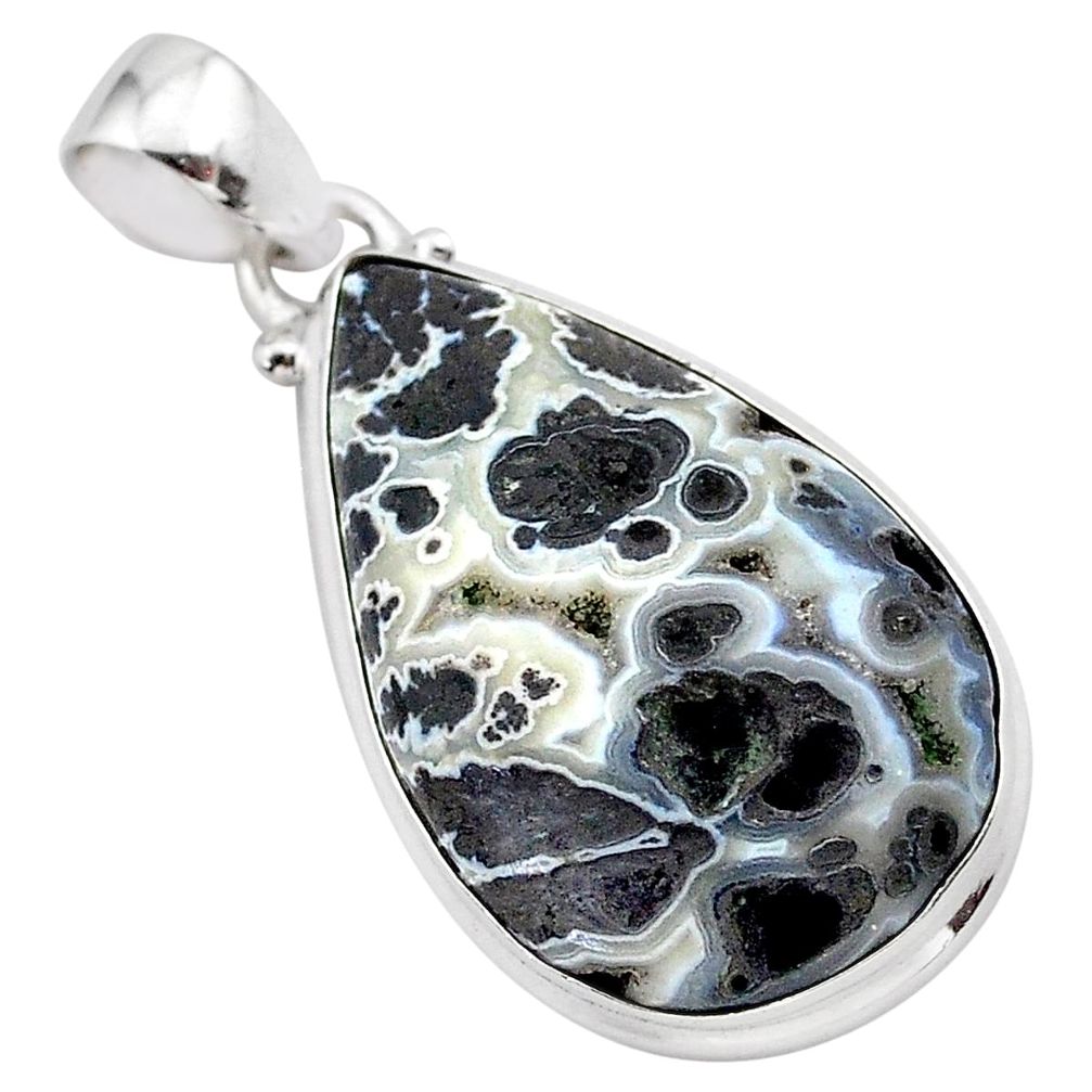 18.10cts natural black feather medicine bow agate 925 silver pendant t38647