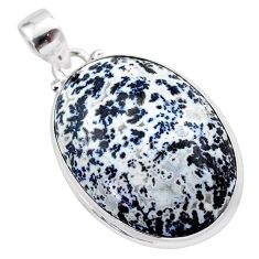 22.05cts natural black feather medicine bow agate 925 silver pendant t38649