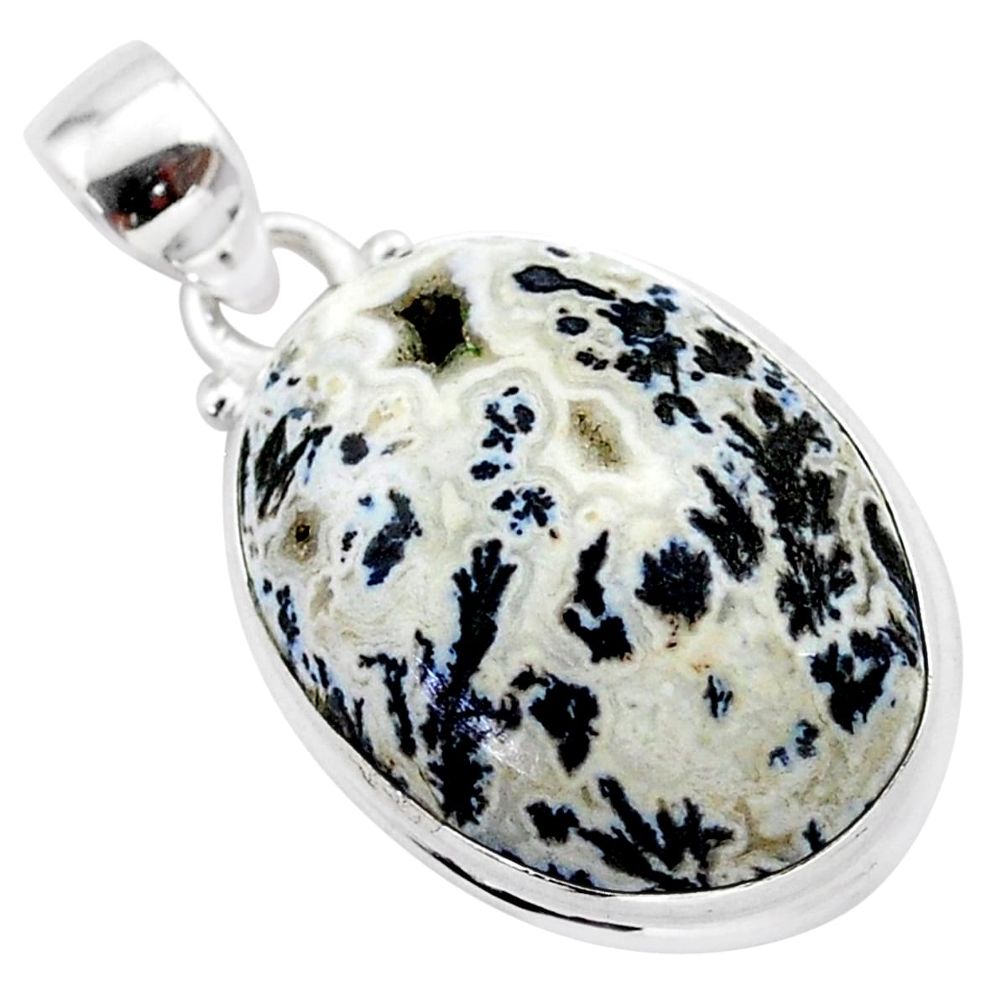 16.20cts natural black feather medicine bow agate 925 silver pendant t38655