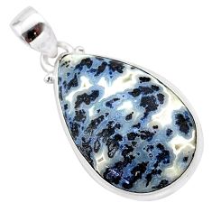 15.65cts natural black feather medicine bow agate 925 silver pendant t38657