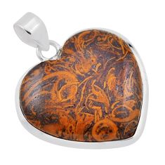 20.98cts natural black firework obsidian heart sterling silver pendant n35004