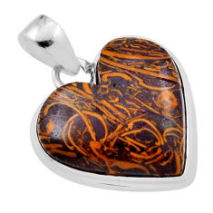 20.38cts natural black firework obsidian heart sterling silver pendant n35038