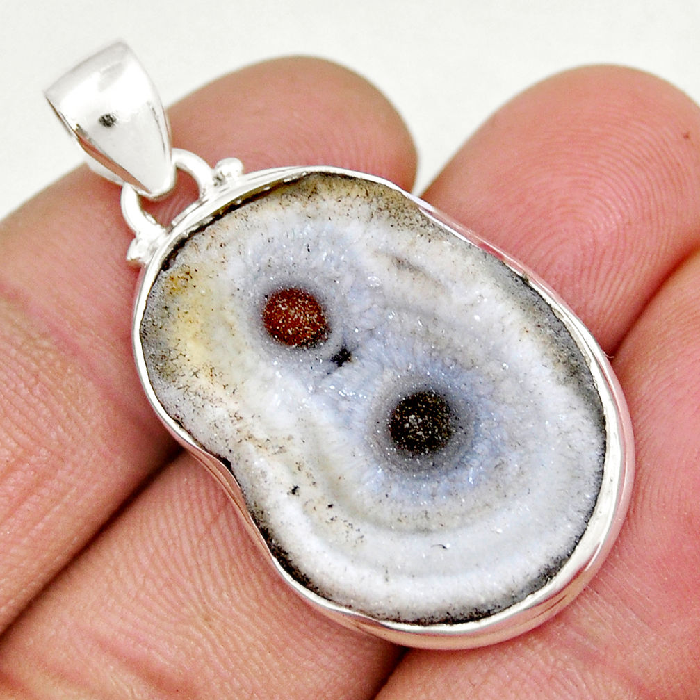 18.31cts natural black geode druzy 925 sterling silver pendant jewelry y9368