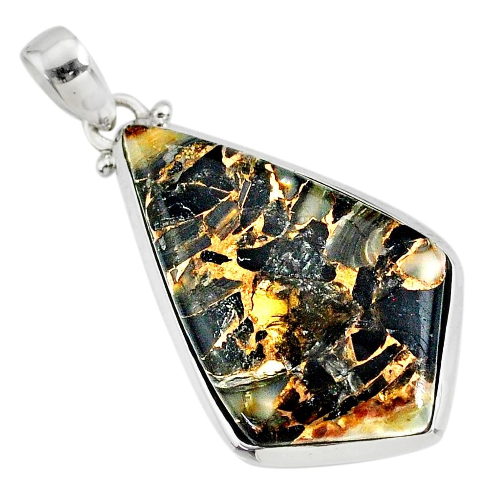 19.42cts natural black golden obsidian 925 sterling silver pendant r81105