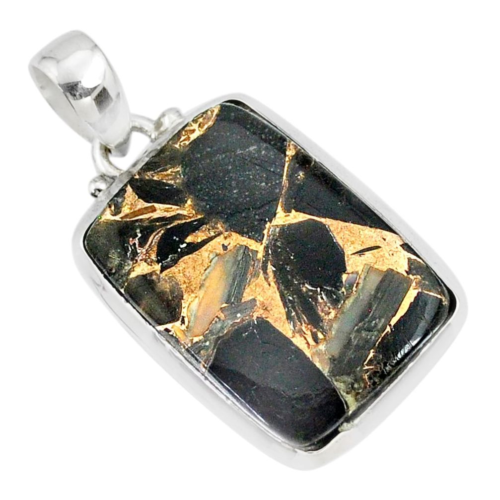 16.28cts natural black golden obsidian 925 sterling silver pendant r81109