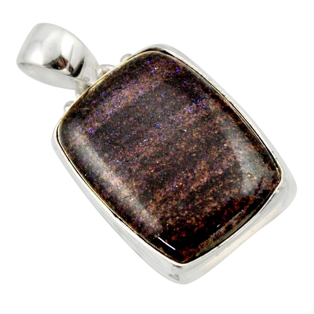 15.65cts natural black honduran matrix opal 925 sterling silver pendant r33847