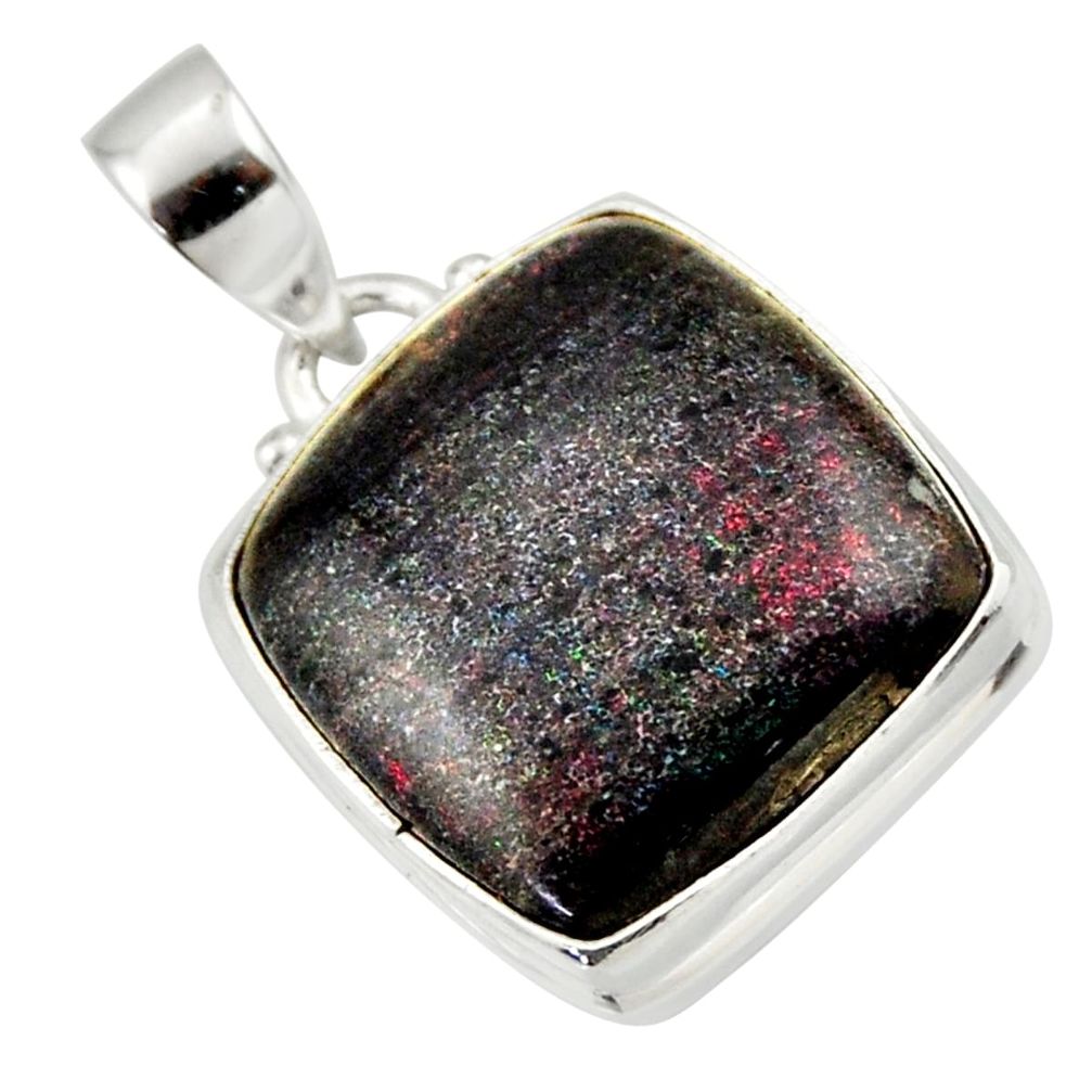 16.18cts natural black honduran matrix opal 925 sterling silver pendant r33848