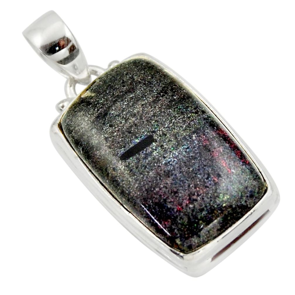 17.22cts natural black honduran matrix opal 925 sterling silver pendant r33853