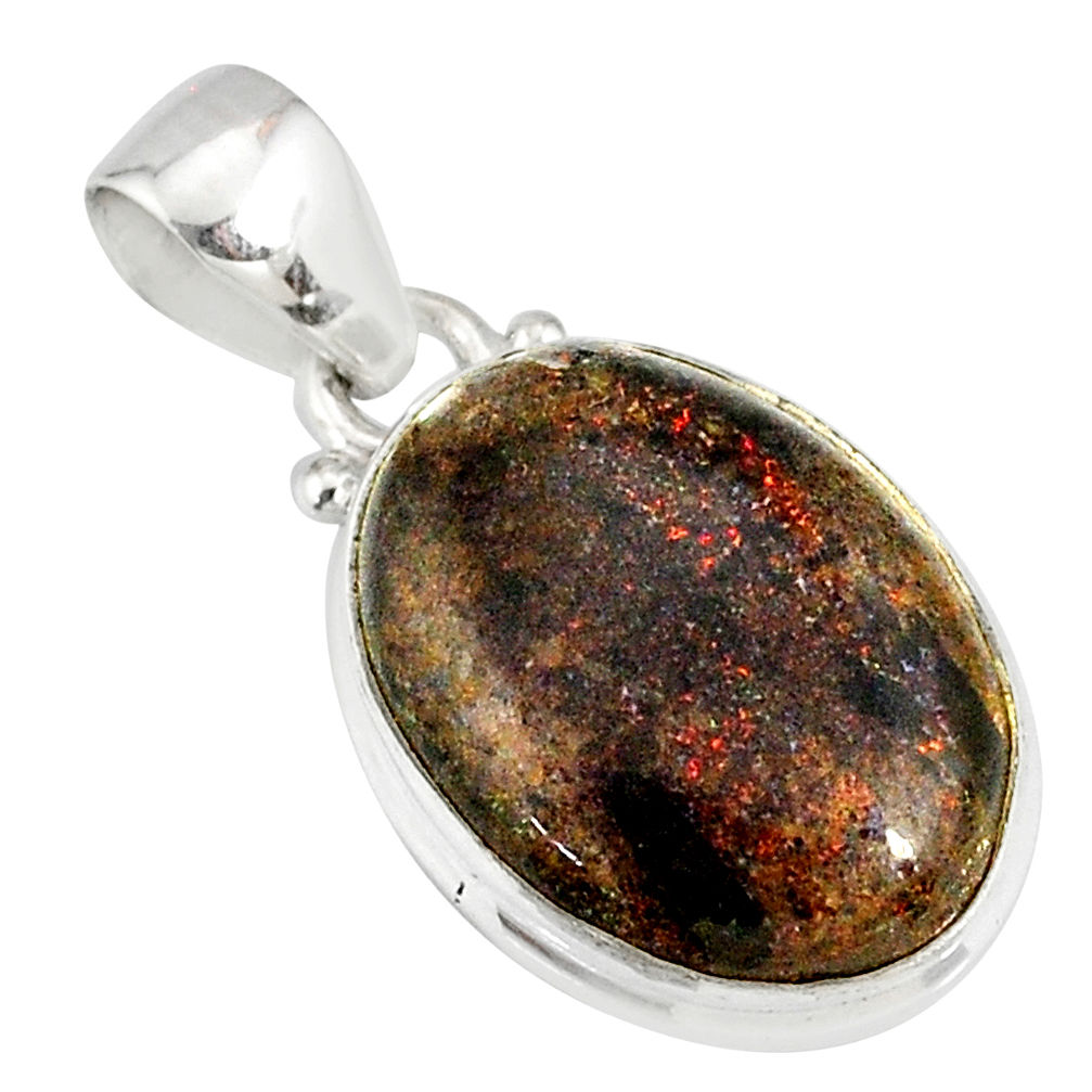 10.65cts natural black honduran matrix opal 925 sterling silver pendant r77988