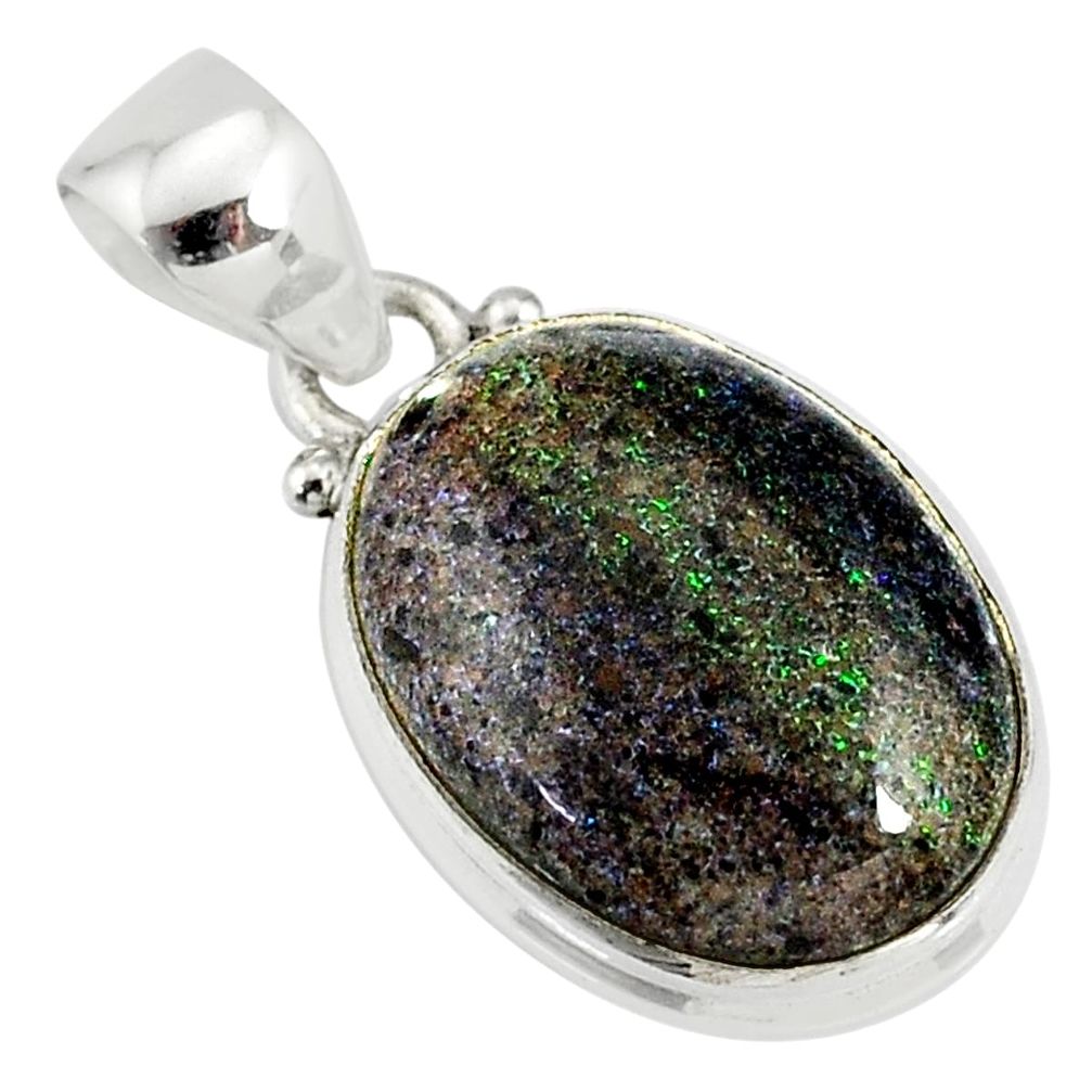 10.65cts natural black honduran matrix opal 925 sterling silver pendant r78001