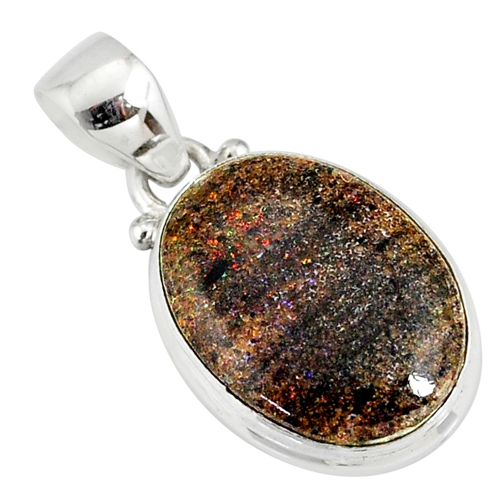 10.15cts natural black honduran matrix opal 925 sterling silver pendant r78019