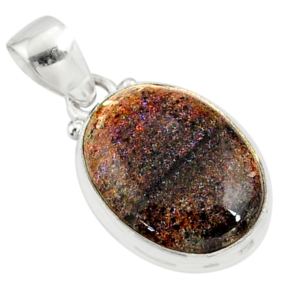 10.08cts natural black honduran matrix opal 925 sterling silver pendant r80345