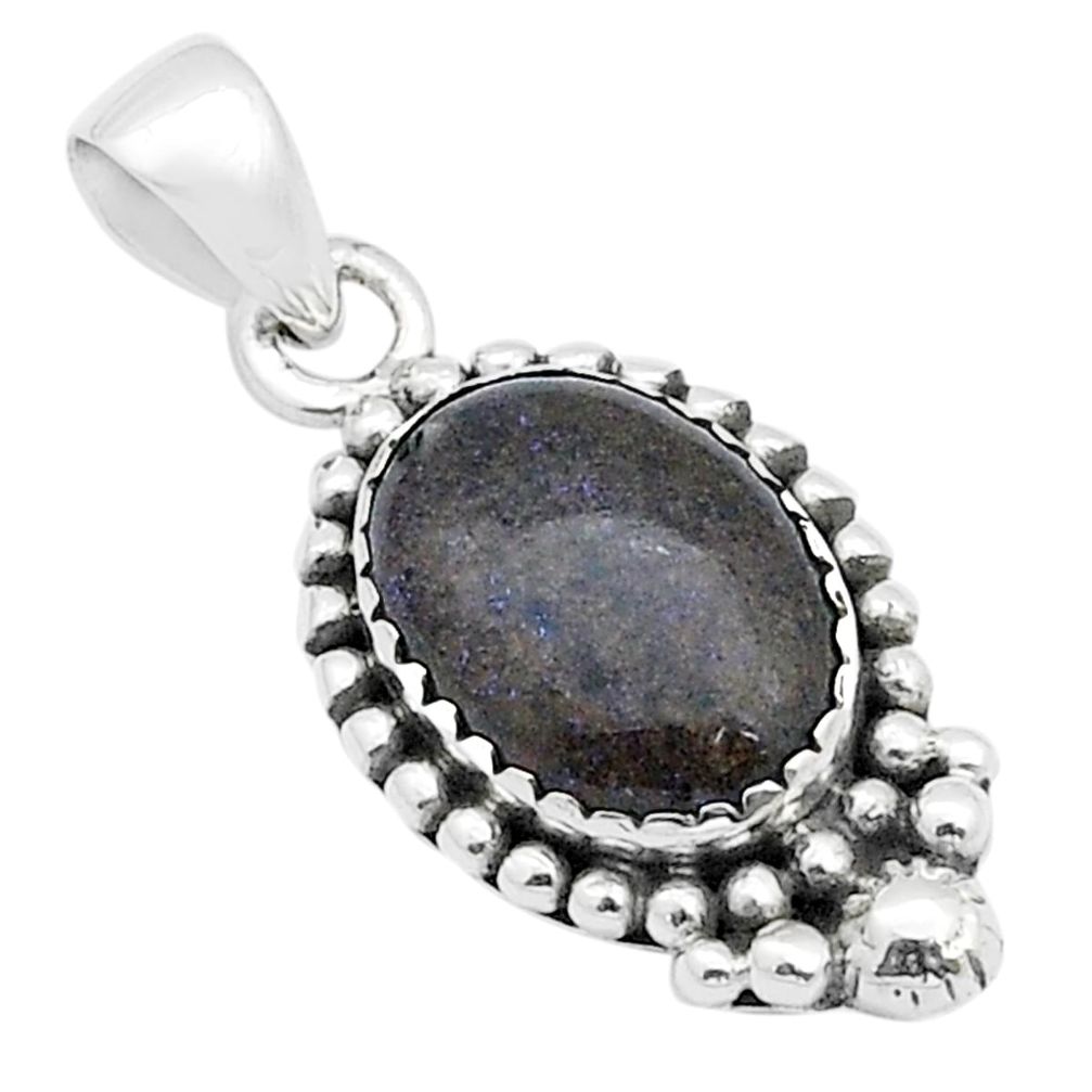 4.13cts natural black honduran matrix opal 925 sterling silver pendant u62908