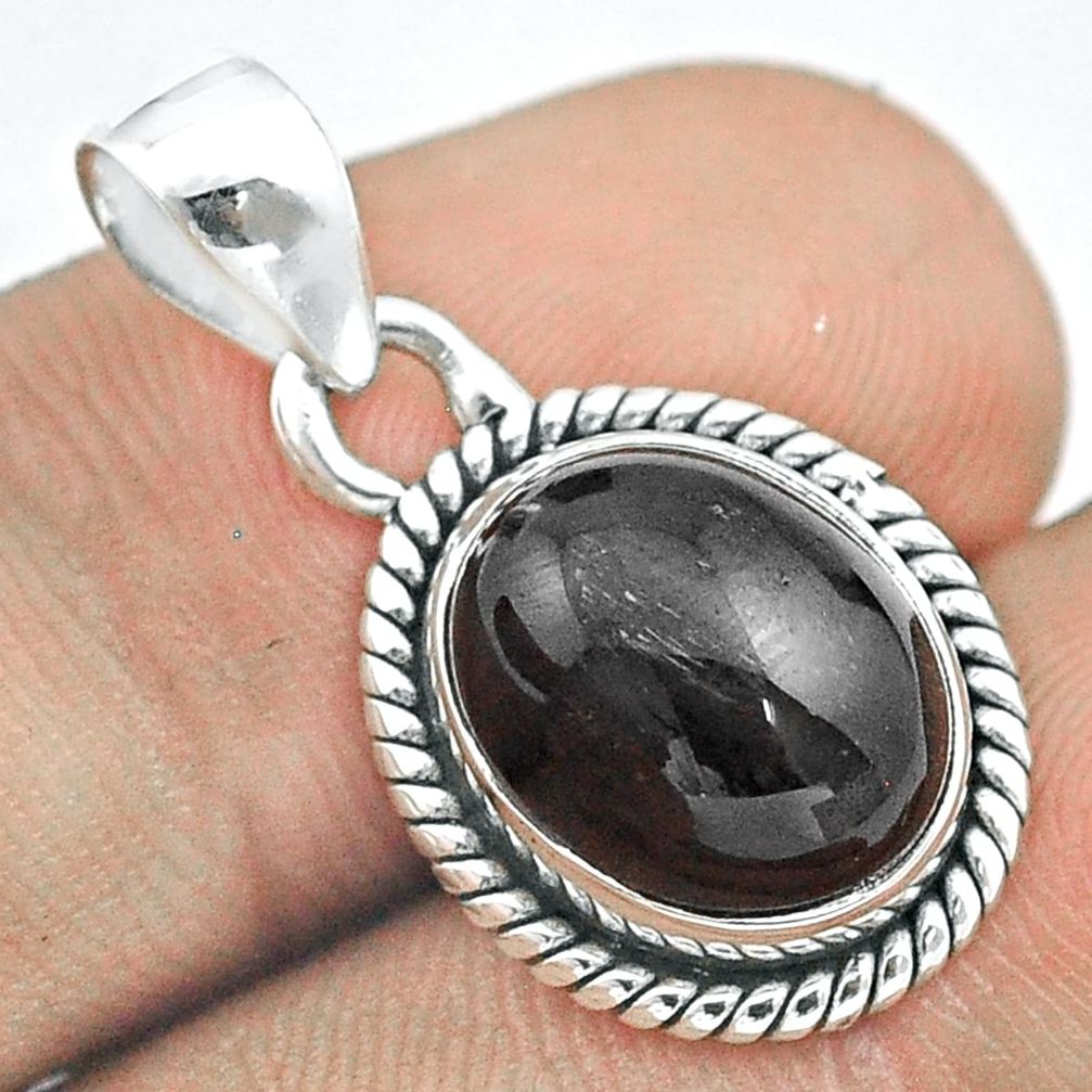 4.59cts natural black obsidian eye 925 sterling silver pendant jewelry u24641