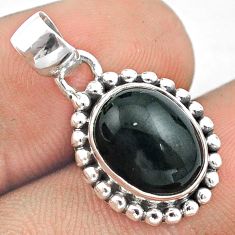 5.35cts natural black obsidian eye 925 sterling silver pendant jewelry u24642