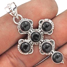 8.05cts natural black onyx 925 sterling silver holy cross pendant jewelry t85787