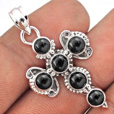 4.91cts natural black onyx 925 sterling silver holy cross pendant jewelry t85891