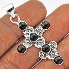5.15cts natural black onyx 925 sterling silver holy cross pendant jewelry t85974