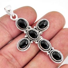 8.71cts natural black onyx 925 sterling silver holy cross pendant jewelry y80315
