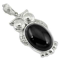 Natural black onyx 925 sterling silver owl pendant jewelry c22509