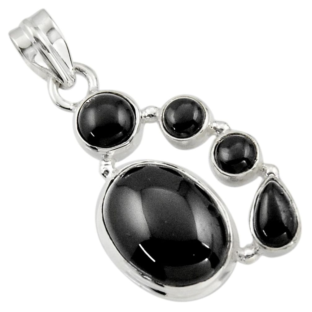 15.02cts natural black onyx 925 sterling silver pendant jewelry r43180