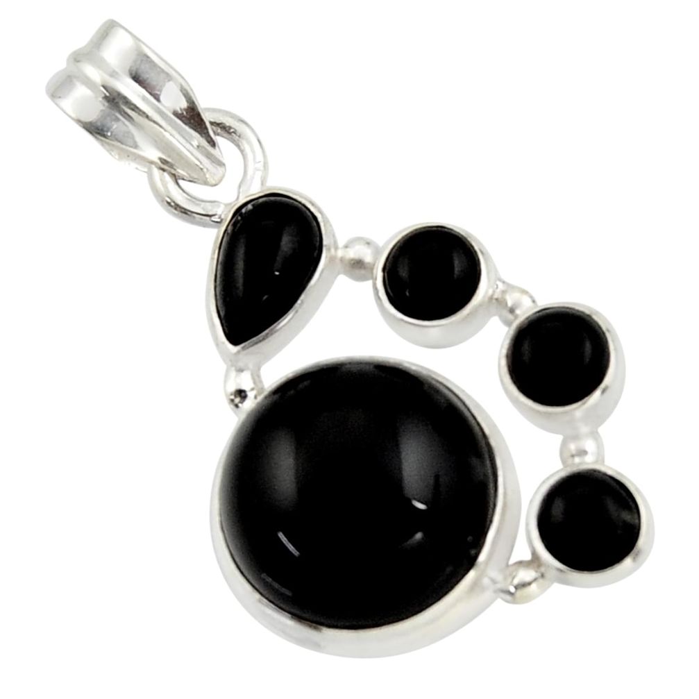 14.17cts natural black onyx 925 sterling silver pendant jewelry r43193