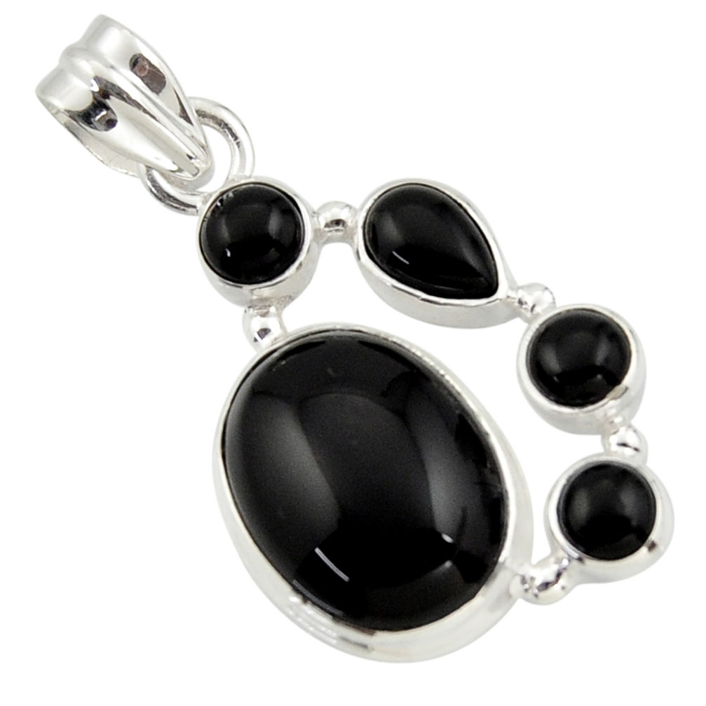 14.37cts natural black onyx 925 sterling silver pendant jewelry r43197