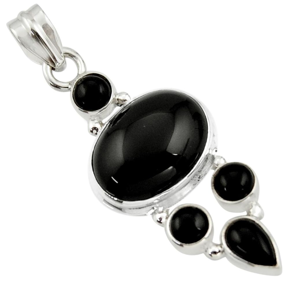 14.45cts natural black onyx 925 sterling silver pendant jewelry r43198