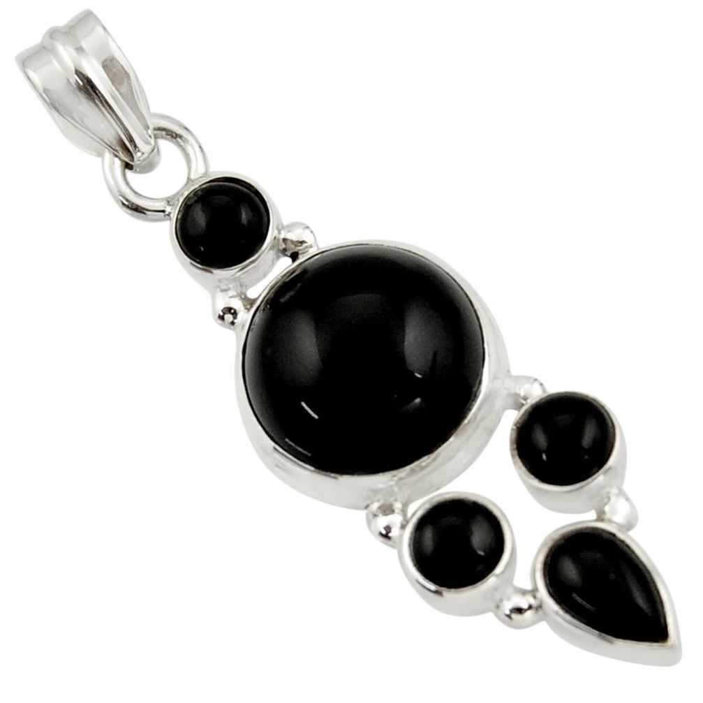 13.49cts natural black onyx 925 sterling silver pendant jewelry r43199