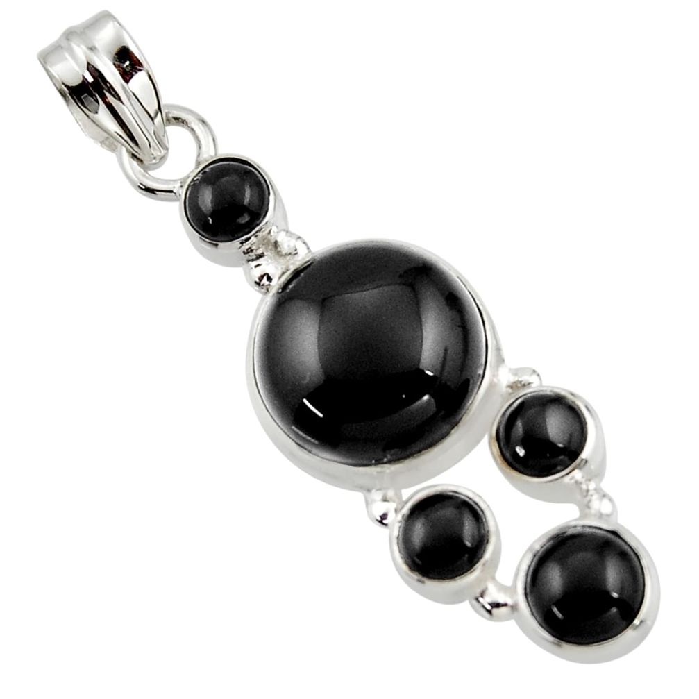 14.39cts natural black onyx 925 sterling silver pendant jewelry r43200