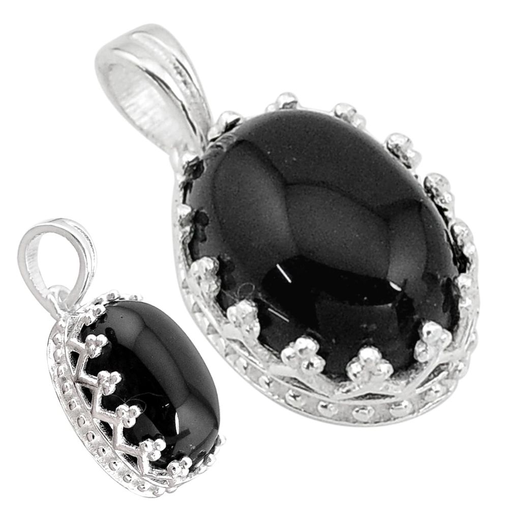 7.00cts natural black onyx 925 sterling silver pendant jewelry t20470