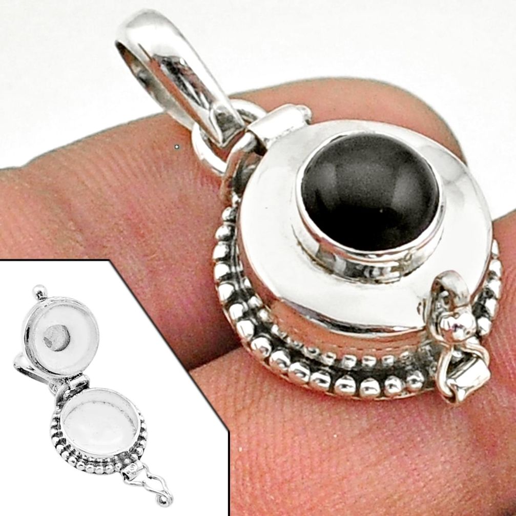 3.04cts natural black onyx 925 sterling silver poison box pendant jewelry t73587