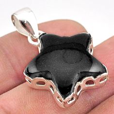 13.15cts natural black onyx 925 sterling silver star fish pendant jewelry t59553