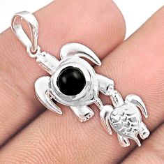 0.86cts natural black onyx 925 sterling silver turtle pendant jewelry u17398