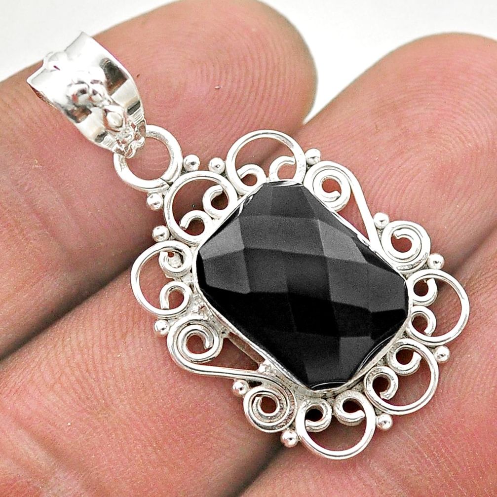 5.89cts natural black onyx octagan 925 sterling silver pendant jewelry t68399