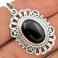 7.04cts natural black onyx oval 925 sterling silver pendant jewelry t86349