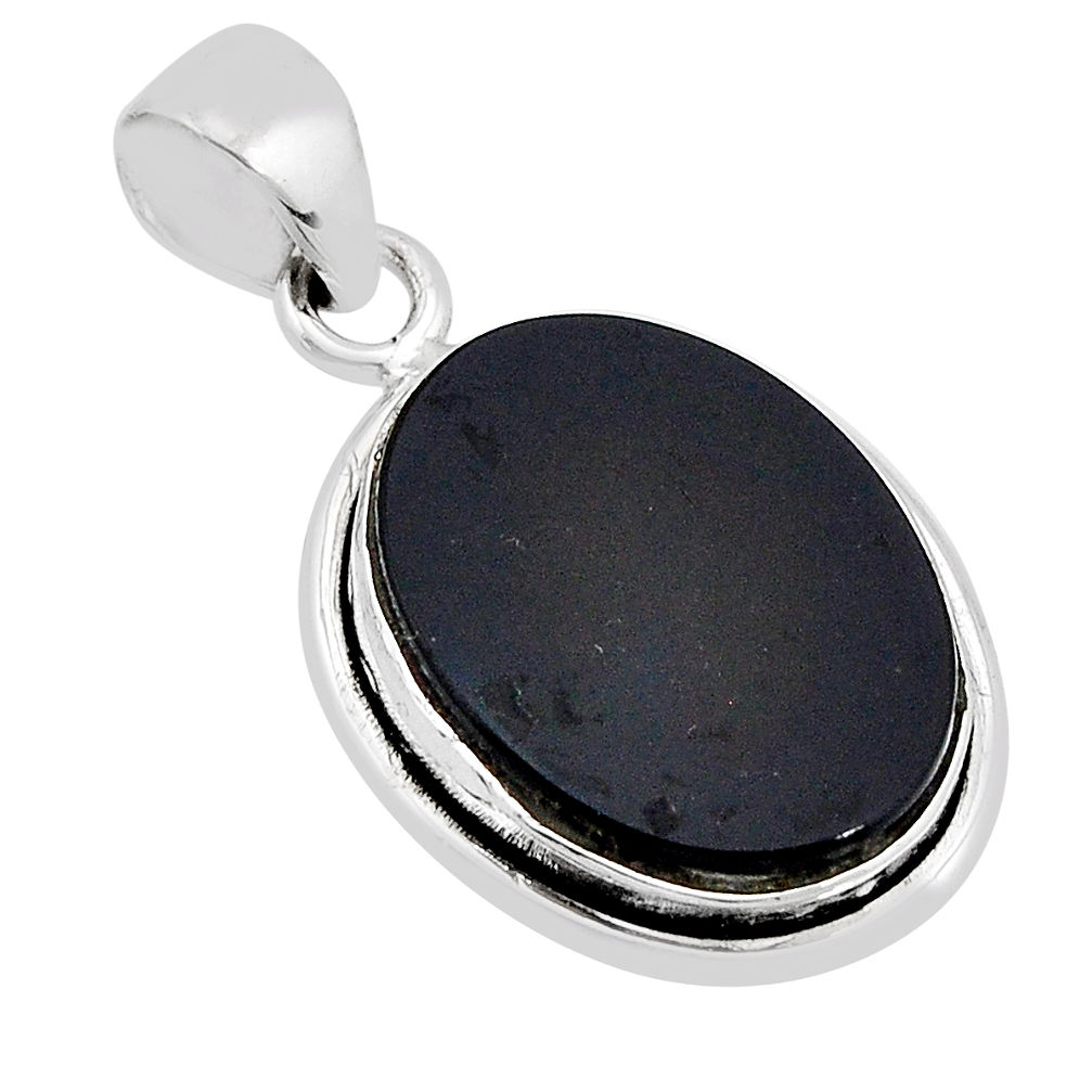 11.74cts natural black onyx oval 925 sterling silver pendant jewelry y71321