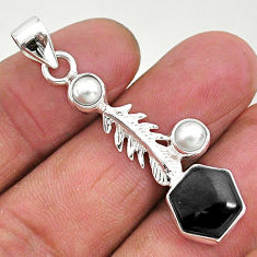 6.11cts natural black onyx pearl 925 sterling silver pendant jewelry r96885