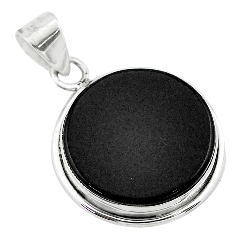 11.17cts natural black onyx round 925 sterling silver pendant jewelry t53730