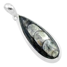 19.23cts natural black orthoceras 925 sterling silver pendant jewelry t32729