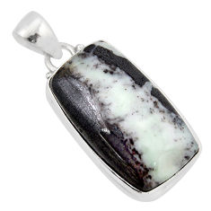 19.42cts natural black orthoceras 925 sterling silver pendant jewelry y51688