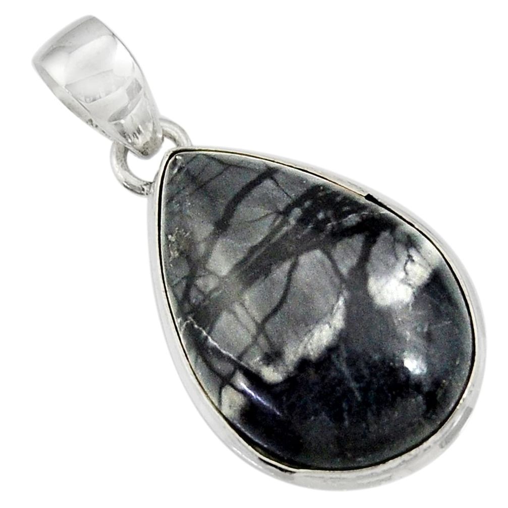  black picasso jasper 925 sterling silver pendant jewelry d41243