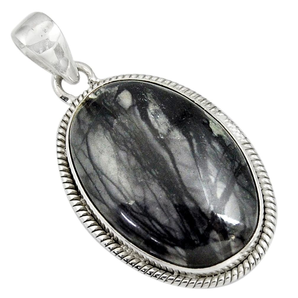  black picasso jasper 925 sterling silver pendant jewelry d41249