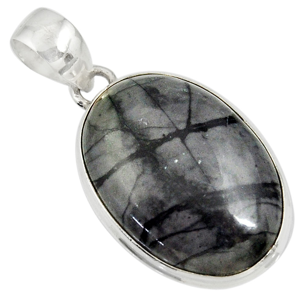 20.07cts natural black picasso jasper 925 sterling silver pendant jewelry d41256