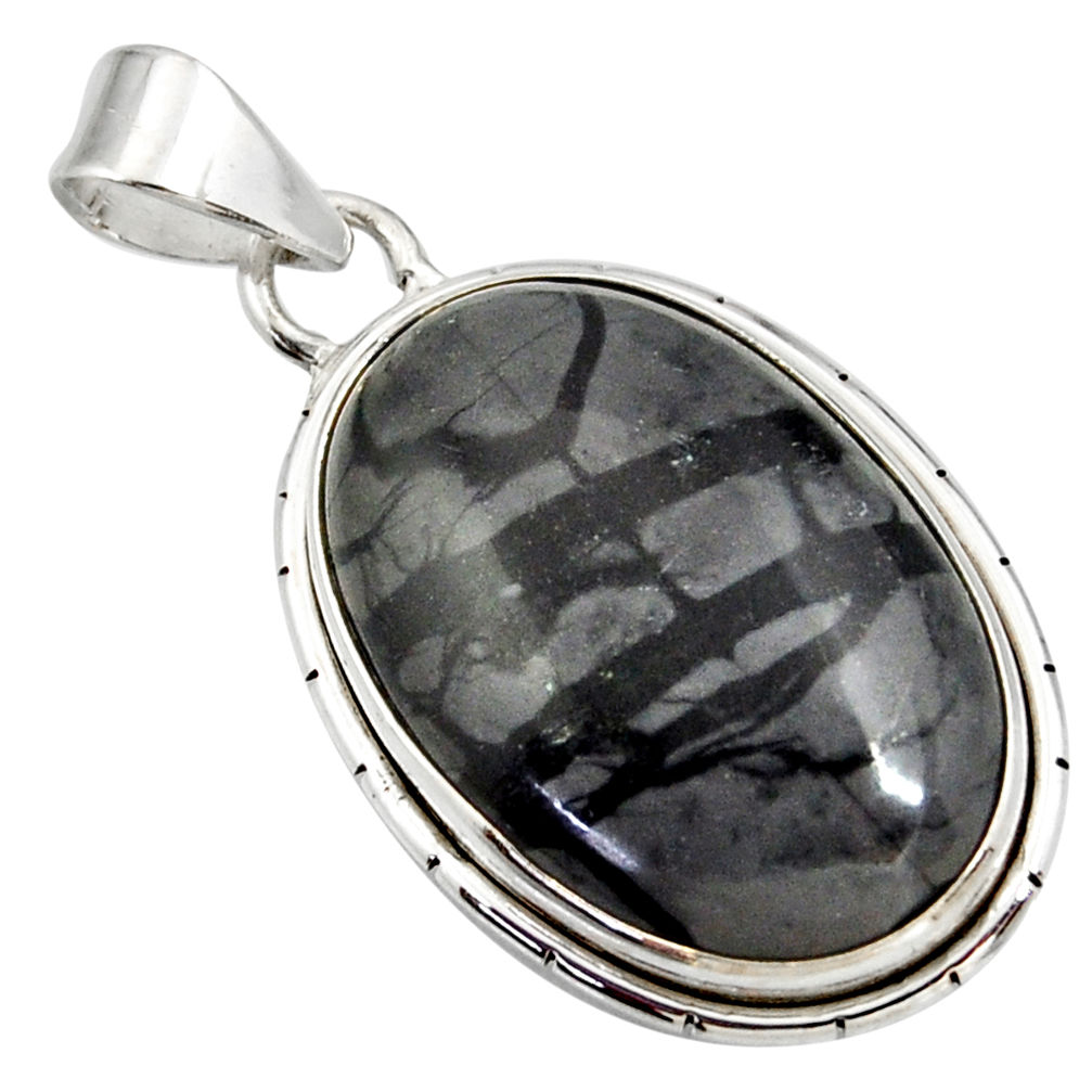  black picasso jasper 925 sterling silver pendant jewelry d41381